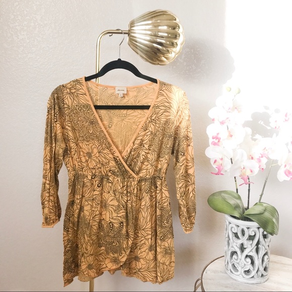 Anthropologie Tops - Anthro Ella Moss Yellow Wrap Top